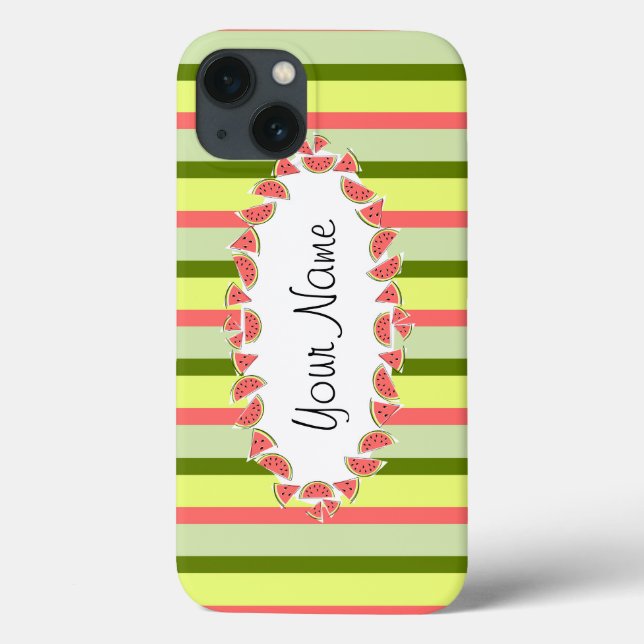 Coques Case-Mate iPhone Watermelon Stripe Classic ovale 'Nom' horizontal (Verso)