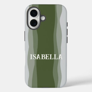 Coque Pour iPhone 16 Waves dans green on green and gray
