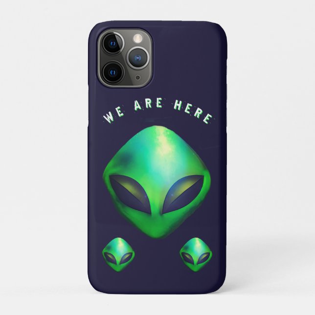 Coques Case-Mate iPhone "We Are Here" Green Alien head (Dos)