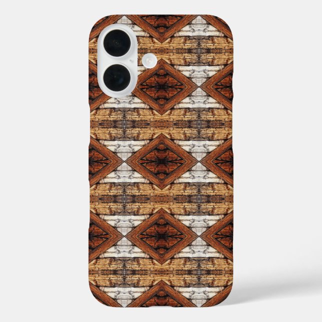 Coques Case-Mate iPhone Weathered Wood Planks Diamond Pattern Mixed Media (Verso)
