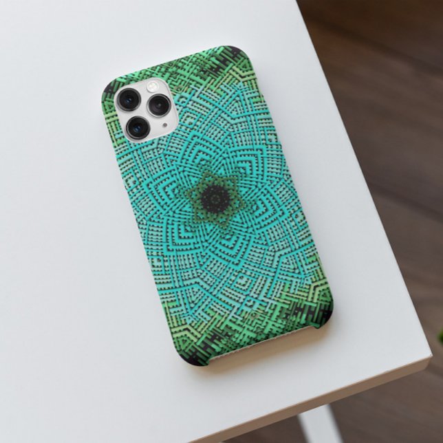 Coques Case-Mate iPhone Weaver Mandala bleu et vert (Créateur téléchargé)