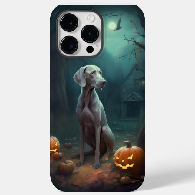 Coques Case-Mate iPhone Weimaraner d'Halloween avec citrouilles Épouvantab (Verso)