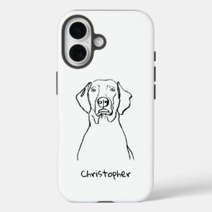 Coque Pour iPhone 16 Weimaraner élégant : votre texte, votre style