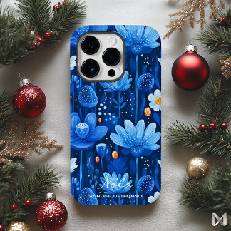 Coque Case-Mate iPhone Wellness Dreamy Blue Floral avec des détails vibra