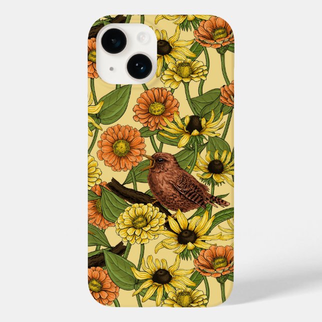 Coques Case-Mate iPhone Wens et fleurs sur jaune pâle (Verso)