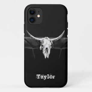Case-Mate iPhone Case Western Bull Skull Noir Et Blanc Vieux Rustique