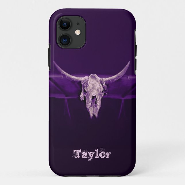 Coques Case-Mate iPhone Western Bull Skull violet vieux Russe (Dos)