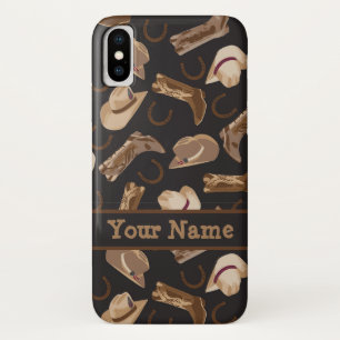 Case-Mate iPhone Case Western Cowboy Casquettes Boots Nom noir Personnal