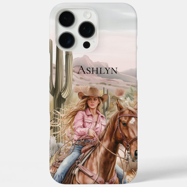 Coques Case-Mate iPhone Western Cowgirl en rose blond cheveux en cheval (Verso)