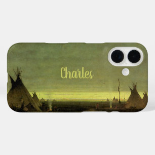 Coques iPhone 16 Western vintage, Camp indien à l'aube par Tavernie