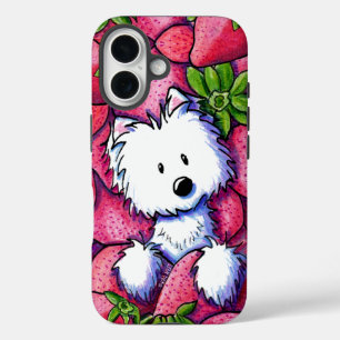Coque Pour iPhone 16 Westie de fraises KiniArt