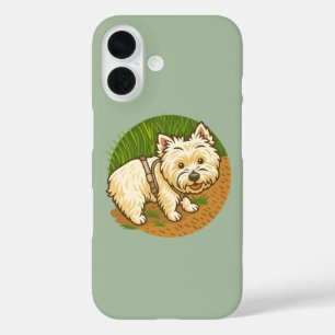 Coque Pour iPhone 16 Westie heureux sur le sentier de la nature