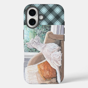 Coque Pour iPhone 16 Westie regardant par une fenêtre