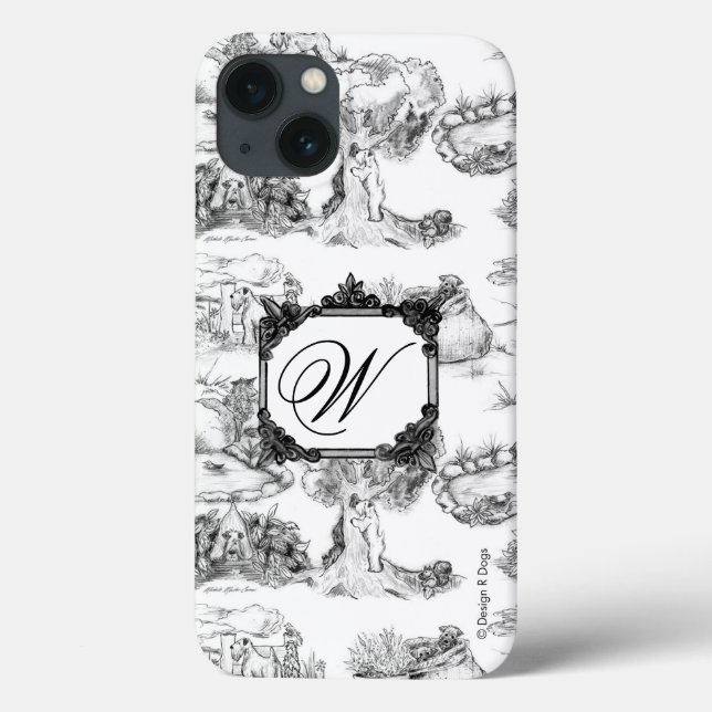 Coques Case-Mate iPhone WHEATEN Terrier Black Toile avec Monogramme (Verso)