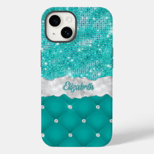 Coque Case-Mate iPhone Whimsical Faux Turquoise Parties scintillant Turqu