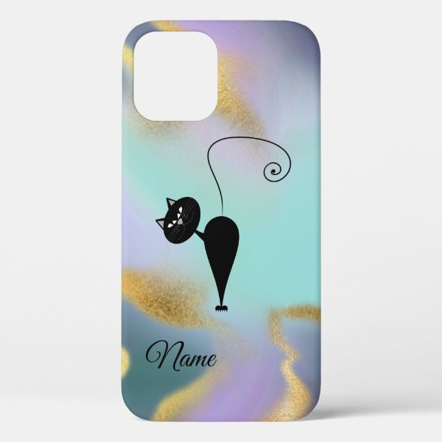 Coques Case-Mate iPhone Whimsical Funny tendance chat noir abstrait (Verso)