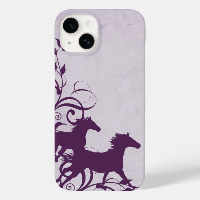 Coques Case-Mate iPhone Whimsical Girly Purple Chevaux sauvages violets (Verso)