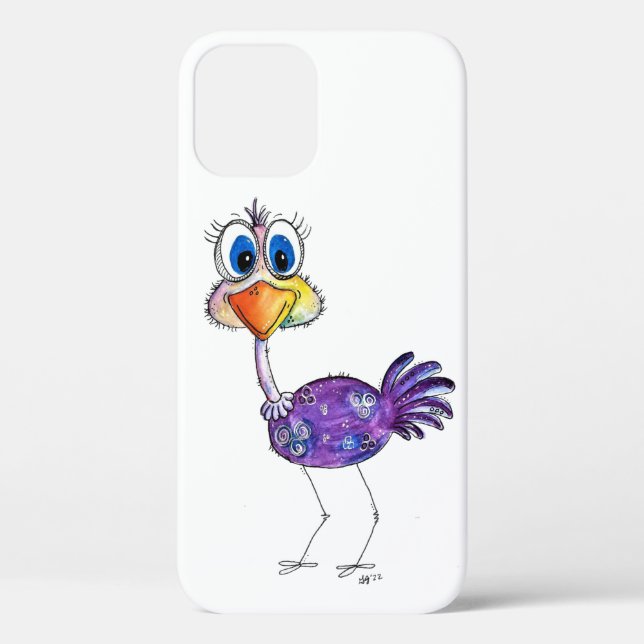 Coques Case-Mate iPhone Whimsical Happy Violet Ostrich (Verso)