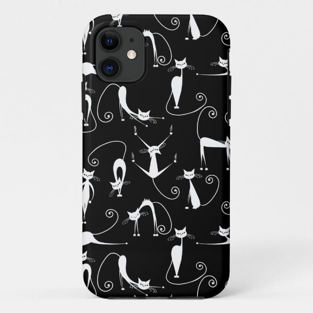 Coques Case-Mate iPhone Whimsical Motif de chat blanc maigre (Dos)
