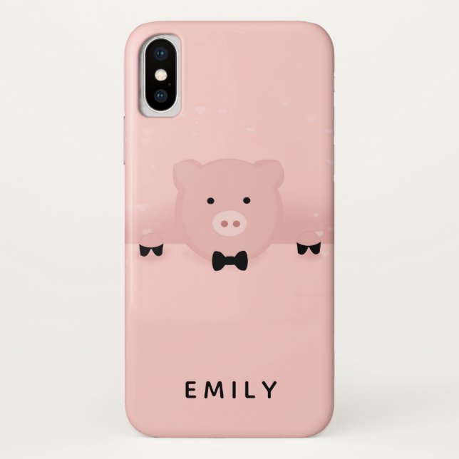 Coques Case-Mate iPhone Whimsical pink pig cute Farm Animal (Dos)