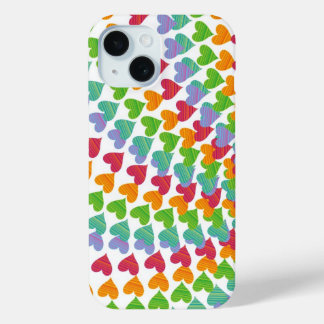Coque Pour iPhone 15 Whimsical Rainbow Hearts Sprinkles Amour Colorful