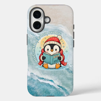 Coque Pour iPhone 16 Whimsical Reading Penguin iPhone 16 Tough Armor