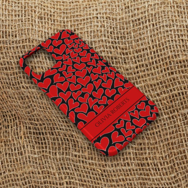 Coques Case-Mate iPhone Whimsical Red Hearts Valentine's Day Personnalisé (Créateur téléchargé)