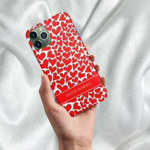 Coque Case-Mate iPhone Whimsical Red Hearts Valentine's Day Personnalisé