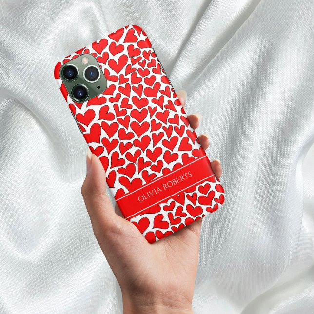 Coques Case-Mate iPhone Whimsical Red Hearts Valentine's Day Personnalisé (Créateur téléchargé)