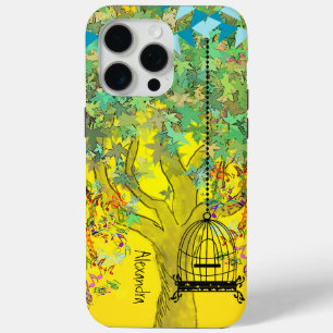 Coque iPhone 15 Pro Max Whimsical Tree Birdcage Bright Color Notes musical