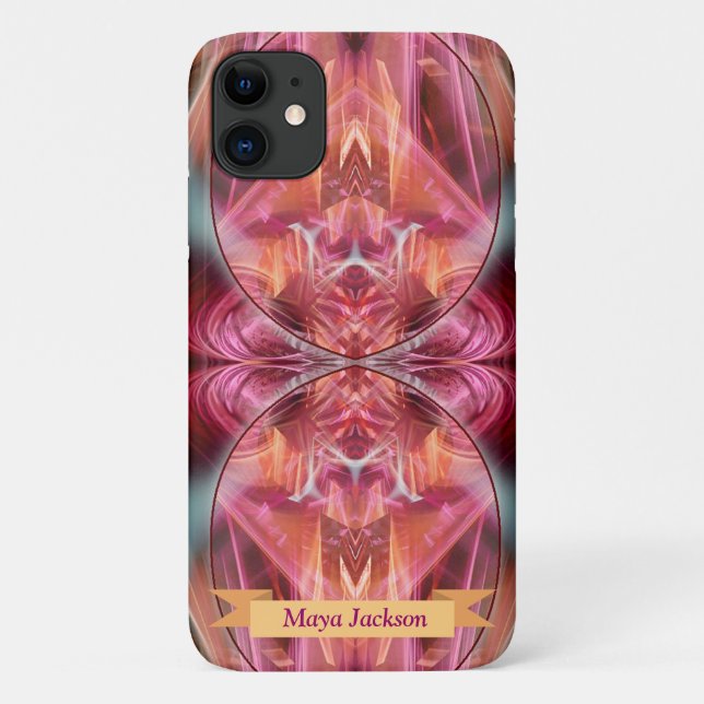 Coques Case-Mate iPhone Whispers fractal avec nom personnalisé (Dos)