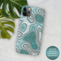 White Aqua Turquoise Green Swirl Art Motif