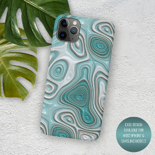 Case-Mate iPhone Case White Aqua Turquoise Green Swirl Art Motif