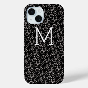 Coque Pour iPhone 15 white bicycles monogrammed