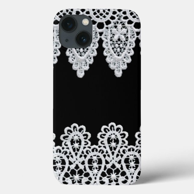 Coques Case-Mate iPhone White lace forms a delicate border against black (Verso)