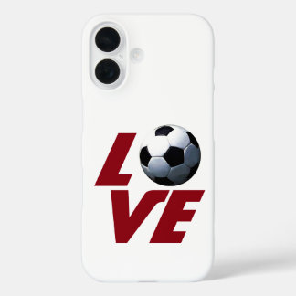 Coque Pour iPhone 16 White Love Soccer - Football d'Europe latine