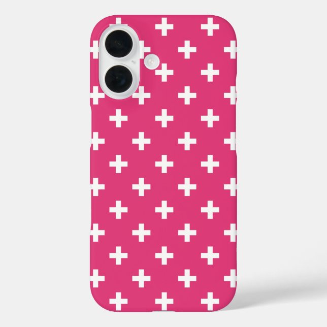 Coques Case-Mate iPhone White polka crosses on fuchsia (Verso)
