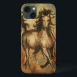 iPhone 13 Case Wild Horse and Warm Colors<br><div class="desc">Ethan Harper is known for his abstract paintings. He likes painting horses and landscapes and this picture is no exception. The sharpness of the ink used on of the wild horse blends perfectly with warm colors in the background.</div>