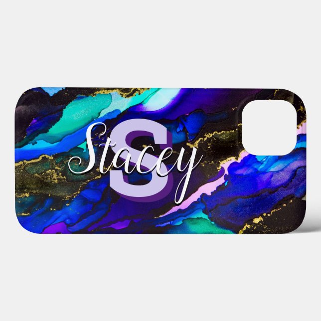 Coques Case-Mate iPhone Wild Purple and Fuscia Alcohol Ink (Verso (horizontal))