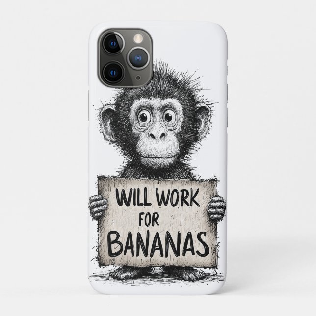 Coques Case-Mate iPhone Will Work for Bananas - Humorous Monkey Sketch (Dos)