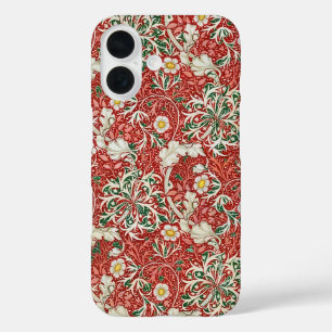Coque Pour iPhone 16 William Morris Algue Antique Fleur Rouge Vert