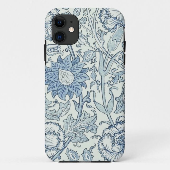 Coques Case-Mate iPhone William Morris Beau motif floral, bleu, rose (Dos)