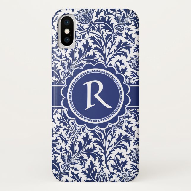 Coques Case-Mate iPhone William Morris bleu et blanc élégant floral (Dos)
