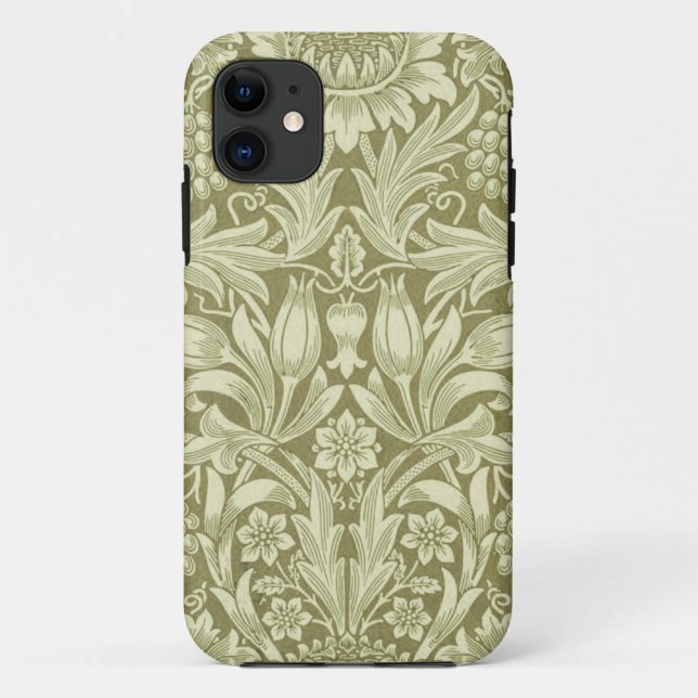 Coques Case-Mate iPhone William Morris Fleur verte tournesol (Dos)