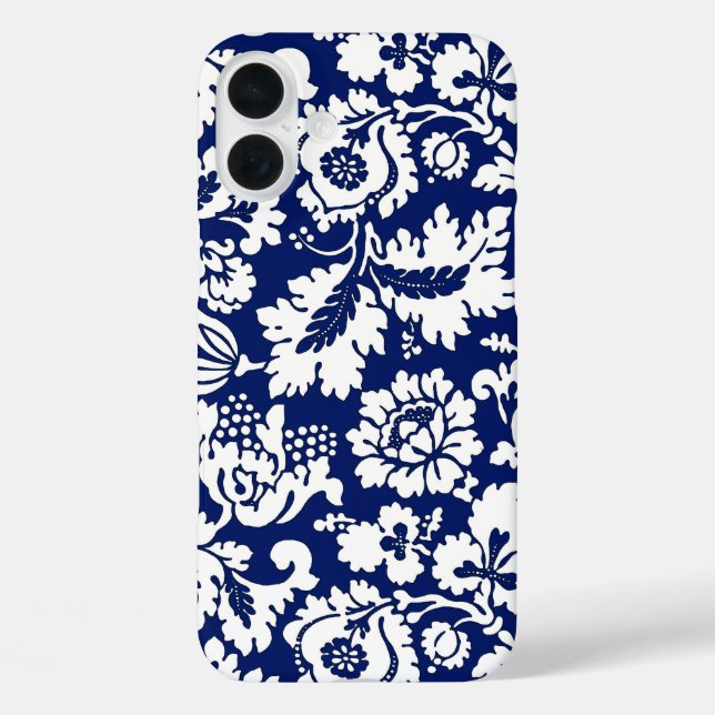 Coques Case-Mate iPhone William Morris Floral Damask, Bleu de Cobalt & Bla (Verso)