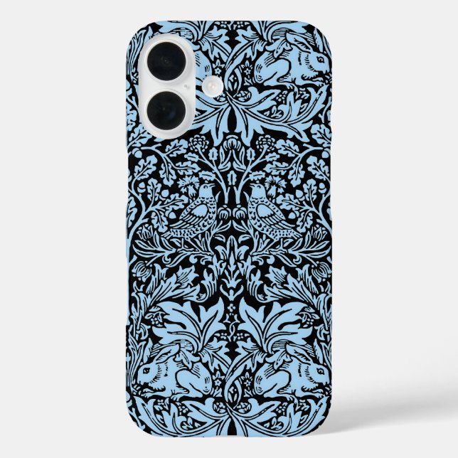 Coques Case-Mate iPhone William Morris Frère Lapin Bleu Clair Noir (Verso)