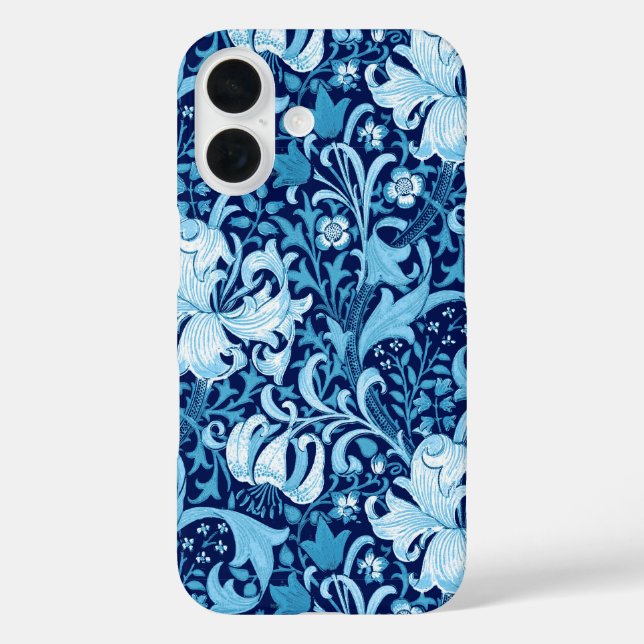 Coques Case-Mate iPhone William Morris Iris et Lily, Indigo Blue & White (Verso)