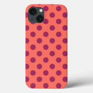 iPhone Case Wine red and living coral polka dots Case-Mate iPh