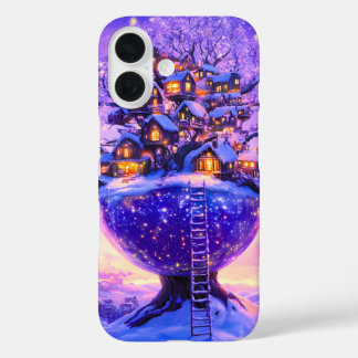 Coque Pour iPhone 16 Winter Fantasy Snowy Tree Village Landscape