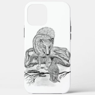 Coques Pour iPhone Wolf and Raven black and white design